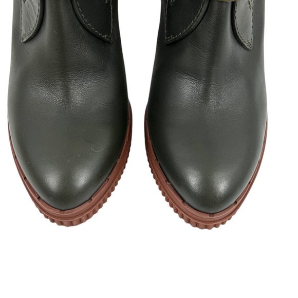 NWOB Tod's Green Leather Lace Up Heeled Boots - Picture 5 of 12